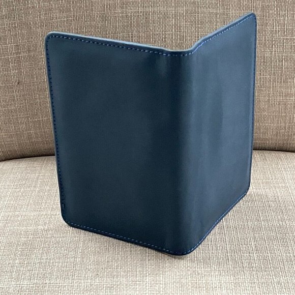 Handmade Passport Holder Genuine Leather Blue BiFold Card Holder Travel Wallet - Picture 10 of 10